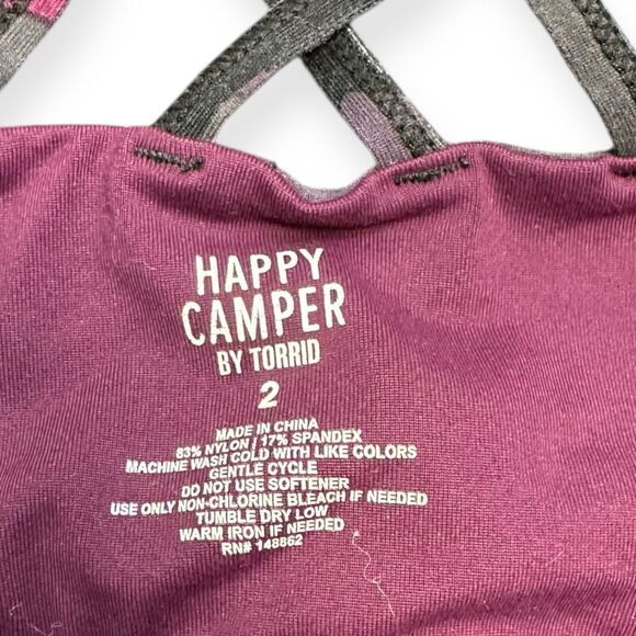 TORRID Women’s Pink Purple Gray Camo Zip Front Crisscross Back Sports Bra Size 2 - Picture 3 of 8